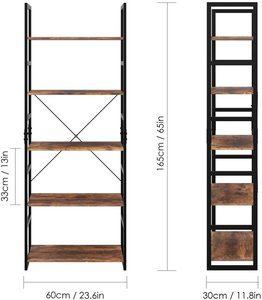 Estante de almacenamiento de 5 niveles para el hogar y la Oficina, estantería de estilo Vintage, organizador de aspecto moderno de madera, con marco de Metal y madera - Product Image 3