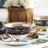 Ensemble de tasses et soucoupes à thé et à café personnalisées de luxe, modernes, imprimées, en porcelaine fine, en céramique, écologiques, durables, personnalisables