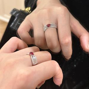 แหวนเงินแท้ S925 สไตล์วินเทจหรูหรา ประดับเพชรและทับทิมสีแดงเลือดนก ดีไซน์รูปรวงข้าวและโบว์ แหวนแฟชั่น - Product Image 5