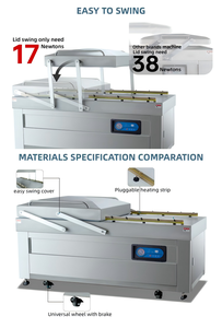 Machine d'emballage <span class=keywords><strong>sous</strong></span> <span class=keywords><strong>vide</strong></span> double chambre de haute qualité et durable pour aliments et viandes, 70 cm x 2, avec grande pompe 100 m³/h pour sacs d'emballage - Product Image 4