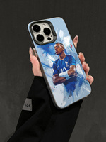 Coque d'iPhone avec impression artistique de stars du football français, coque anti-chute en aquarelle pour les fans, coque de téléphone personnalisée, coque pour iPhone 15 Pro Max