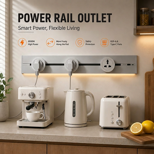Multiprise modulaire compatible multi-<span class=keywords><strong>pays</strong></span> avec bande lumineuse à induction infrarouge intégrée, ports de charge USB-A et USB-C, puissance 8000W - Product Image 1