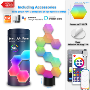 Smart App Control RGBIC Colors Modern DIY White <strong>Hexagonal</strong> Wall <strong>Light</strong> <strong>Panels</strong> Modular 12 Pack Gaming Led <strong>Lights</strong> Living Room - Product Image 5