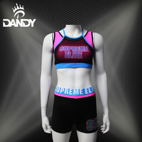 Conception imprimée de style fantaisie Cheerleading pratique porter logo sublimé Styles personnalisés exercice danse hauts et shorts courts