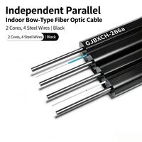 Cable de Fibra Óptica Sunet GJYXCH para Exteriores/Interiores, 1-4 Hilos, 3 Alambres de Acero, FRP 2.5mm, FTTH, Guangdong, China, 15 Años, G657A/G652D, LSZH/PVC