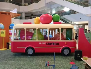 Escultura de Autobús Gigante de Fibra de Vidrio con Diseño de Dibujos Animados |   Instalación Artística de Vehículos Lúdicos para Museos Infantiles, Guarderías y Plazas Comerciales - Product Image 1