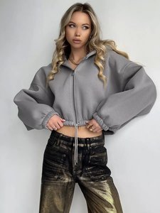 DUOLLB <span class=keywords><strong>Sweat</strong></span>-shirt à <span class=keywords><strong>capuche</strong></span> <span class=keywords><strong>zippé</strong></span> décontracté pour <span class=keywords><strong>femme</strong></span>, manches longues, style club, coupe oversize, grandes tailles, idéal pour les tenues d'hiver - Product Image 3