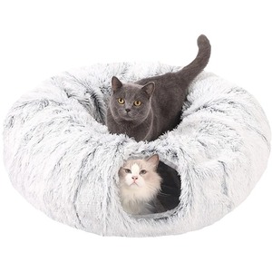 2025 Cute Solid Animal Pattern Wool Felt Donut <strong>Cat</strong> Tunnel Bed Fashionable Pet <strong>Cave</strong> for Small Dogs Interactive Play Toys for <strong>Cats</strong> - Product Image 2