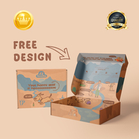 Boîte d'expédition pliable en papier kraft recyclable OEM avec conception graphique gratuite, logo personnalisé imprimé, motif animal de dessin animé