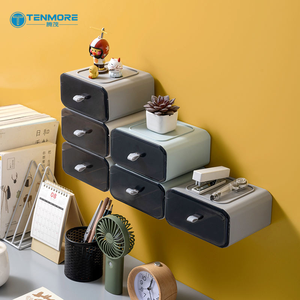 Organisateur de tiroir <span class=keywords><strong>sous</strong></span> bureau sans perçage, boîte de rangement murale pour fournitures de bureau, <span class=keywords><strong>armoire</strong></span> de bureau dissimulée pour l'école et le bureau - Product Image 2