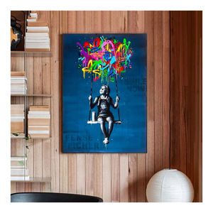 Pinturas en Lienzo de Graffiti Azul de Estilo Nórdico, Arte Pop Moderno, Impresiones de Arte de Pared con Diseño de Graffiti - Product Image 1