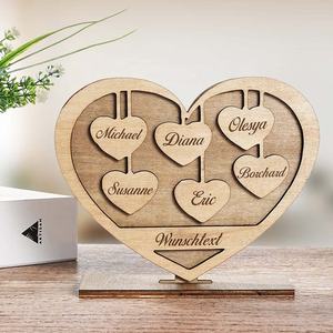 Personal isierte Zeichen Schlafzimmer Dekor Holzwand Holz Herzform Stammbaum Dekor Custom ized Holz Handwerk Wandbehang Dekoration - Product Image 2