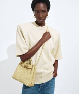 Reloj Mecánico de Lujo para Hombre Bottega BV en Cuero Genuino con Patrón de Rejilla de Diamantes, Cierre Abierto, Correa Única - Veneta - Product Image 1