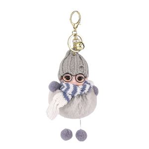 Llavero de peluche de conejo con gafas, diseño de bebé durmiente, estilo kawaii, con pompón, colgante para bolso - Product Image 5