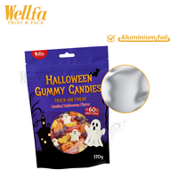 Sac d'emballage pour bonbons gélifiés d'Halloween, sachet autoportant pour le déguisement ou la friandise, avec fenêtre, trou papillon, affichage suspendu, sac en Mylar à fermeture éclair