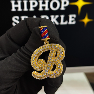 1.5 Inch B Letter Pendant <b>Iced</b> Out 925 Sterling Silver Moissanite Diamond Custom Enamel Bail Hip Hop <b>Chain</b> Pendant Luxury - Product Image 1