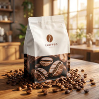 Sachet d'emballage de café personnalisé avec logo imprimé, pochette à huit soudures haute barrière pour le café torréfié de spécialité en détail