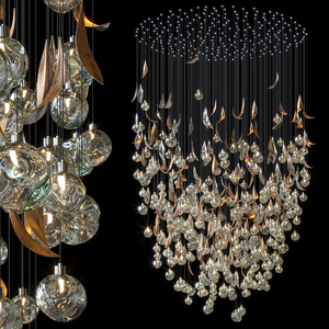 Lustre de mariage en <span class=keywords><strong>verre</strong></span> à <span class=keywords><strong>bulles</strong></span>, <span class=keywords><strong>suspension</strong></span> en forme de feuille, éclairage long pour escaliers, <span class=keywords><strong>suspension</strong></span> pour hall d'hôtel, LED 110-240V - Product Image 5