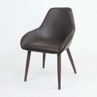 Chaise de salle à manger élégante en bois grainé avec structure métallique et revêtement en cuir PU massif pour l'hôtellerie