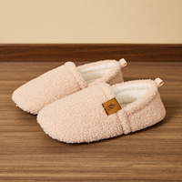 Chaussons d'intérieur chauds en coton antidérapants pour l'hiver, épaisses, en peluche, modèle XJ-92, couleur unie, pour le commerce transfrontalier