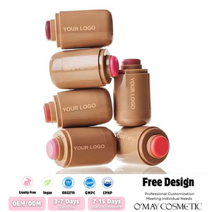 Vente en gros de bâtons de blush crème vegan personnalisés avec logo privé, 6 couleurs, imperméables, mats, longue tenue, avec protection solaire - Product Image 1