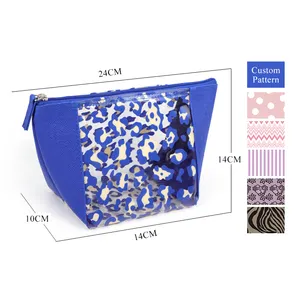 2024 Factory Made Custom Leopard Pattern Print Visible Material Outdoor Travel Makeup Storage Clear PVC Cosmetic Bag