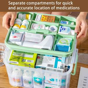 Caja de almacenamiento transparente Contenedor, Caja de primeros auxilios familiar Caja de medicamentos Organizador Kit de almacenamiento de medicamentos de plástico, Caja de almacenamiento de primeros auxilios - Product Image 6