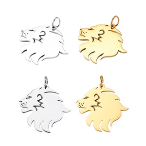 Pendentif tête de lion creuse en acier inoxydable pour hommes, breloque animale en métal vintage à la mode pour la fabrication de bijoux DIY, accessoires - Product Image 2