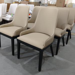 Chaises de salle à manger en bois européennes pour hôtel, restaurant, salle à manger, chaise moderne de loisirs à dossier haut en cuir sans accoudoirs - Product Image 2