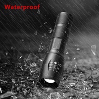 Linterna Táctica Portátil de Aluminio con Zoom LED T6 XML de 3W, 100000 Lúmenes, Impermeable, para Camping, Alcance de Haz de 100 Metros, 18 Horas de Duración
