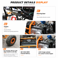 Kart électrique 2 places ApexJoy CROSSER E500-48V 500W homologué CE, buggy tout-terrain parent-enfant, kart utilitaire à batterie pour grossistes