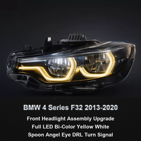 Kit de modernisation des phares HXFG pour BMW Série 4 F32/F36 2013-2020, entièrement LED, couleur jaune et blanc, avec feux de jour Angel Eye et clignotants.