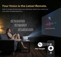 Mini système certifié Google TV 1080P 1+64G WiFi 6 avec haut-parleur Bluetooth et correction automatique de la distorsion trapézoïdale 90° ° Projecteur portable rotatif pour la maison, la chambre et l'extérieur