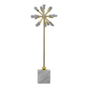 Scultura a forma di stella in marmo con base dorata per decorare la casa o l'ufficio. - Product Image 1