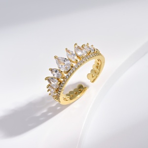 wholesale 925 plata sterling silver Luxury Gold Plated Cocktail <b>Ring</b> With Pear Cut <b>Crystal</b> Crown Shape Women Party wedding <b>rings</b> - Product Image 1
