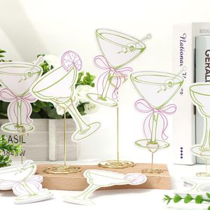 Carte de table en papier rose en forme de verre à cocktail, personnalisable, pour l'attribution des places aux invités de mariage, thème champagne - Product Image 3