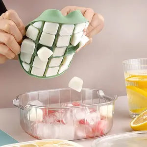 Hai lớp 42 lưới dễ dàng phát hành DIY khay đá Silicone Ice Cube khuôn với hộp lưu trữ bin