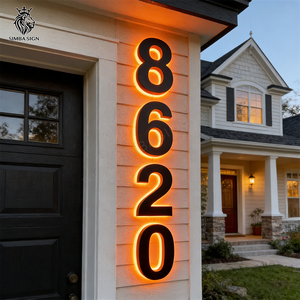 Plaque de Numéro de Maison Personnalisée Simba, Moderne, 10 cm (4 pouces), Numéro LED pour Villa, <span class=keywords><strong>Immobilier</strong></span>, Extérieur, Étanche - Product Image 6