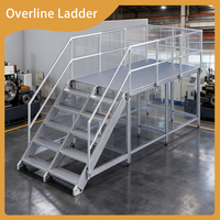 Plataforma Modular de Aluminio para Mantenimiento de Líneas de Bebidas, con Barandillas de Seguridad Completas para Uso en Fábrica