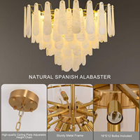 Lustre LED moderne et luxueux en cuivre à hauteur réglable, suspension en albâtre pour hôtel, îlot de cuisine, salle à manger, chambre à coucher