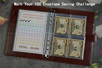 25 Pcs 4 Pocket 100 Enveloppes Manchons de défi d'économie d'argent et protecteur de feuille de suivi, Fit for 6 Ring A5 Binder,