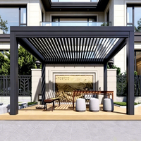 Pergola en aluminium robuste pour extérieur, anti-corrosion, design moderne, écologique, pour balcon, patio, jardin, cour, terrasse, 3x4 LED