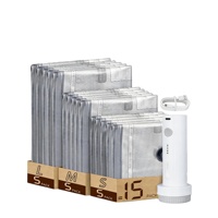 Lot de 15 sacs de rangement sous vide avec pompe rechargeable L/M/S, sacs de compression portables résistants aux déchirures pour bagages de voyage