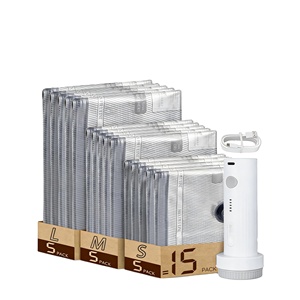 Lot de 15 sacs de <span class=keywords><strong>rangement</strong></span> sous vide avec pompe rechargeable L/M/S, sacs de compression portables résistants aux déchirures pour bagages de voyage - Product Image 1