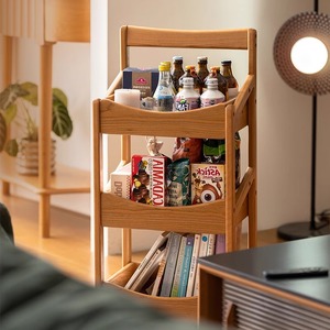 Carrito de madera maciza Euler de 39x26x83,5 cm, estante de almacenamiento portátil con múltiples compartimentos para cocina, sala de estar, exhibición de frutas y aperitivos - Product Image 1