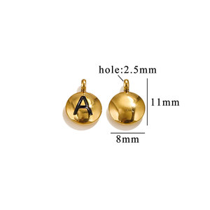 Charm Redondo con Letra de 8MM |   Colgante de Letra Inicial del Alfabeto en Acero Inoxidable Chapado en Oro PVD de 18K para la Creación de Joyas |   Resistente al agua y duradero - Product Image 5