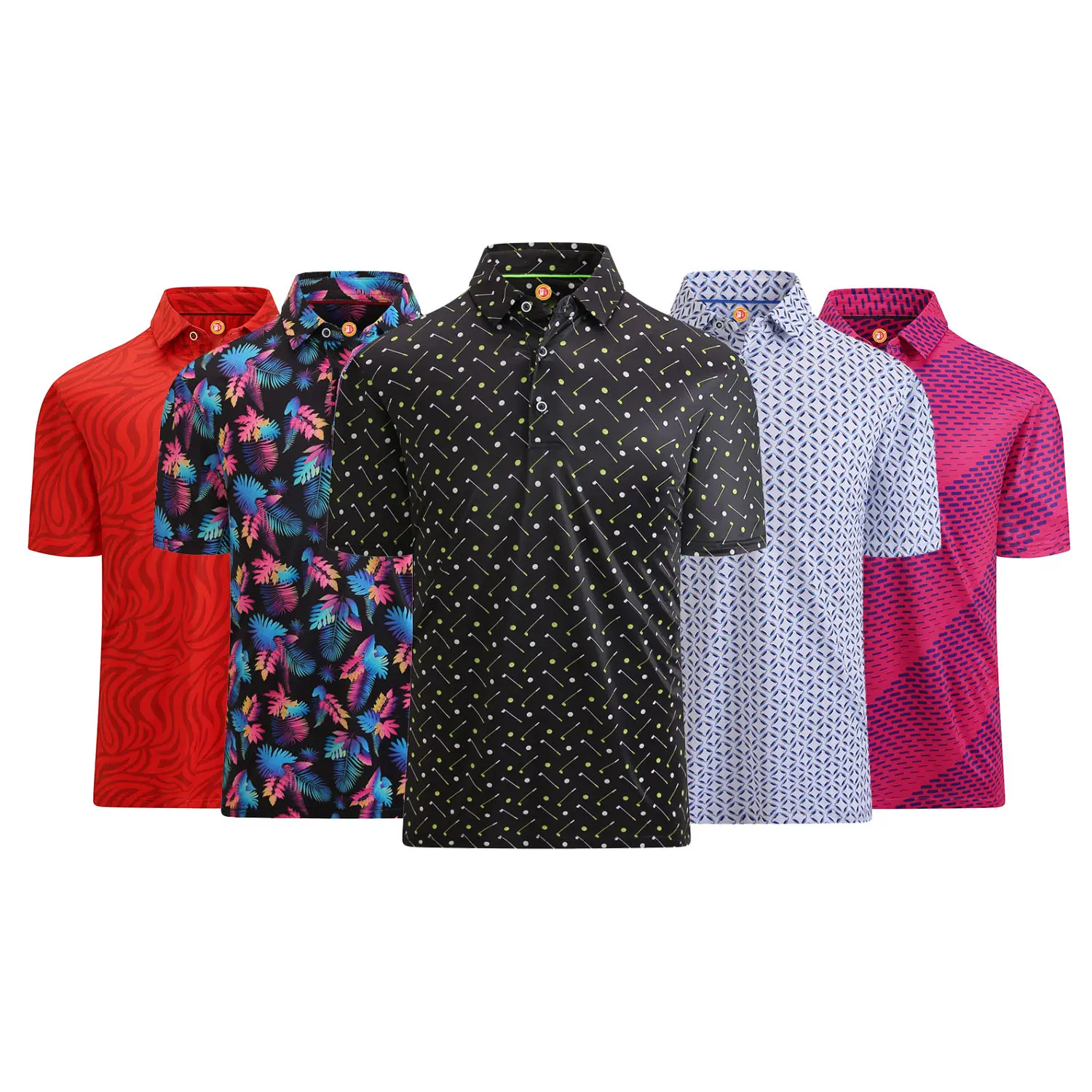 Designer Custom Logo Stretchable Lightweight Pattern Print Big Oversized High Quality Golf Polo Shirt For Men
