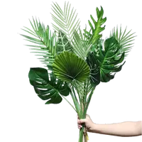 ใบเขตร้อนสำหรับตกแต่ง,ใบต้นปาล์มพลาสติกสีเขียวประดิษฐ์สีเขียวสำหรับ Gre-Fernbedienung