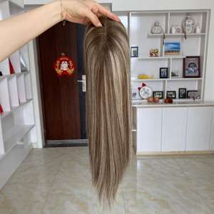 YF-2408 # Pelucas RH3/12 con Base Mono sin Pegamento, Cabello Humano Virgen Ruso, Estilo Liso, 130% de Densidad - Product Image 3