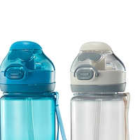 Bouteille de sport transparente en plastique de 750 ml, anti-fuite, écologique, compatible lave-vaisselle, pour usage extérieur, grande capacité, à boire directement